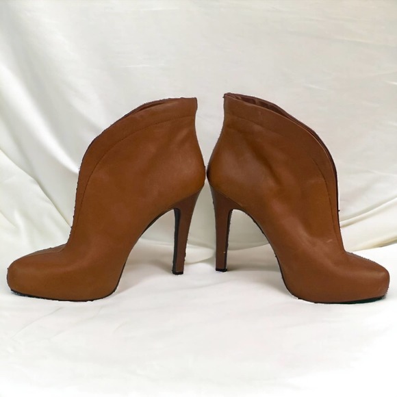 Jessica Simpson Womens Brown Leather Booties High Back Size 9 - Picture 9 of 13